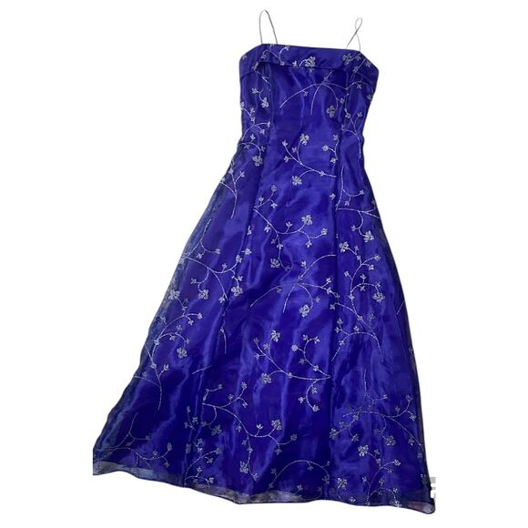 Vintage 90s Purple Dress 9/10 Prom Floral Whimsigoth Formal Party Wedding Guest - Picture 1 of 13